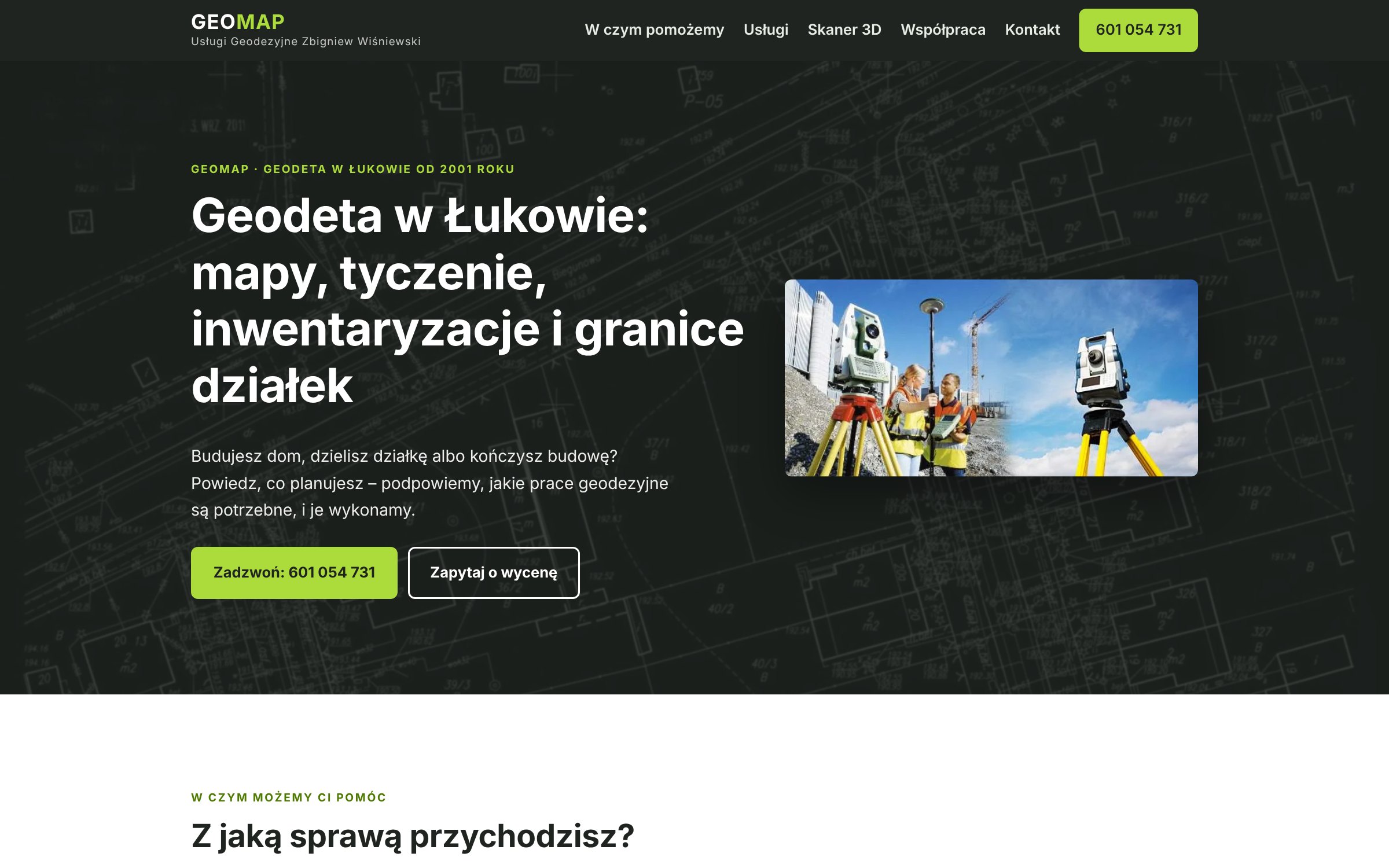 GEOMAP Usługi Geodezyjne – zrzut ekranu strony